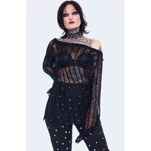 Jawbreaker - Loose Knit Striped Sweater/trui - M - Zwart