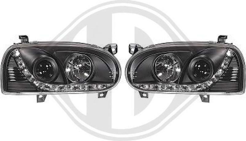 Volkswagen - Diederichs 2212686 - Koplampen - Zwart - Set - Met Positielicht (LED)