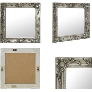 vidaXL Wandspiegel barok stijl 50x50 cm zilverkleurig - Wandspiegel - Wandspiegels - Spiegel - Badkamerspiegel