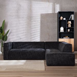 Bronx71® Hoekbank Memphis stof chenille zwart rechts
