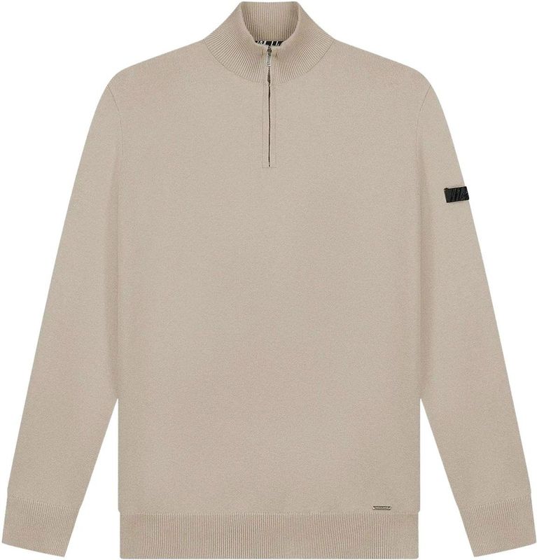 Malelions Knitted Quarter Zip - Sand XS