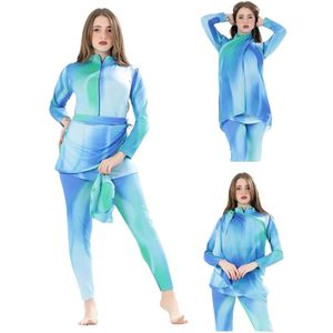 Burkini, Boerkini, Islamitische badpak blauw-groen maat XL