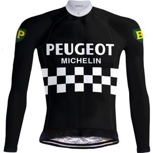 Retro Winter Wielerjack (fleece) Peugeot Zwart/Wit - RedTed (S)
