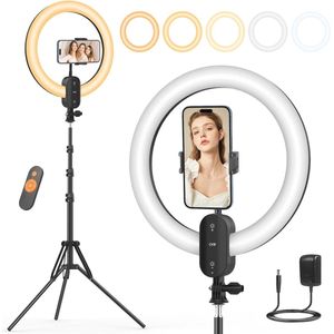 12 Inch Ringlamp met Statief en Telefoonhouder - Oplaadbaar LED Verlichting voor Fotografie en Make-up