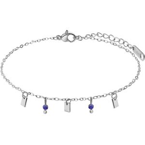 Lucardi Dames Stalen armband met lapis lazuli - Armband - Staal - Zilverkleurig - 20 cm