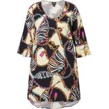 MIAMODA - Dames - Tuniek A-lijn luipaardprint V-hals met siersteentjes - Zwart - Maat 42