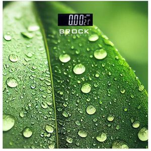 Brock BS‑003 Digitale Personenweegschaal – 30 × 30 cm – 180 kg – Stijlvol Blad‑motief – Helder Verlicht Display – Inclusief 2x AAA Batterijen – Eenvoudige Eén‑stap Weegfunctie