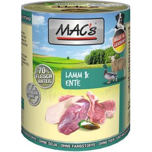 MAC’s Hondenvoer Natvoer Blik - 70% Lam & Eend - 6 x 400g