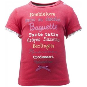 Beebielove roze meisjes tshirt Baguette - Maat 62
