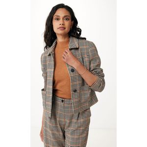 Checked Jacket With Pockets Dames - Camel - Maat 44