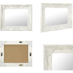 vidaXL Wandspiegel barok stijl 50x40 cm wit - Wandspiegel - Wandspiegels - Spiegel - Badkamerspiegel