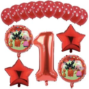 Bing Ballonnen - Cijfer Ballon 1 Jaar - Verjaardag Ballonnen Bing - Kinderfeestje - Verjaardag Nummer Een Ballon - Decoratie Ballonnen Set - Helium Ballonnen Bing - Verjaardag Versiering - Bing Ballonnen Set - Bing Birthday Party