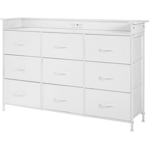 Commode， met 9 Lades, Robuust Metalen Frame, Led-Verlichting en Ingebouwd Stopcontact