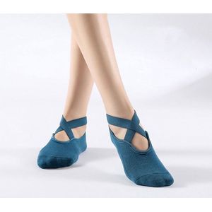 Dames Stretch Anti-Slip Yoga Sokken - Katoen + PVC, voor Pilates, Barre en Fitness, Geschikt voor Maat 36-40 - Turkoois