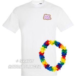 T-shirt Happy Together Regenboog klein | Love for all | Gay pride | Regenboog LHBTI | Wit | maat 4XL