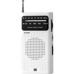 Radio - FM/AM-radio - Noodradio - Draagbare radio - radio op batterijen - transistor radio - ABS - Wit
