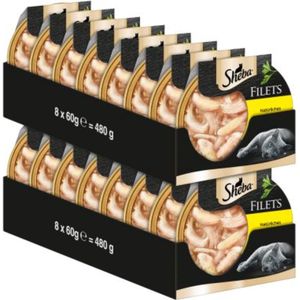 Sheba Filets - Kattenvoer natvoer - Kipfilet stukjes in saus - 16 x 60 g