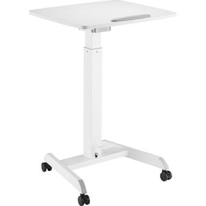 Maclean - Laptoptafel met wielen | Zit-sta bureau in hoogte verstelbaar tot maximaal 113cm 30 graden kantelbaar | Wit
