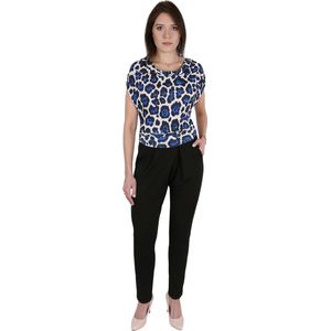John Zack - Broekjumpsuit in blauwe luipaardprint