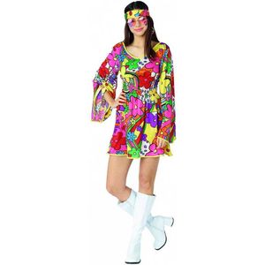 Hippie verkleedjurk - Hippie kleedje met hoofdband in felle kleuren