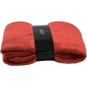 Fleece deken - woonplaid - heerlijk zacht - 130x170cm - Flanel rood - GAEVE