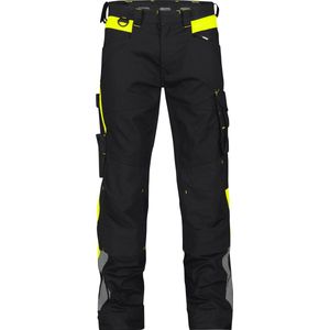 DASSY® Canton Werkbroek met stretch en kniezakken - maat 42 - ZWART/FLUOGEEL