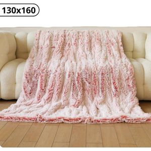 Nivard Plaid - Dekentje - Pluche - Wollen - Fleece - Deken - Knuffeldeken - Bank Deken - Licht Roze - 130x160cm