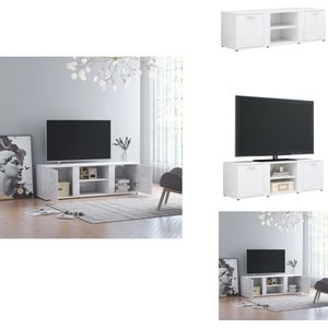 vidaXL Tv-meubel - Tv-meubels - Tv-meubelen - Tv-meubilair - Tv-meubel 120x34x37 cm bewerkt hout hoogglans wit