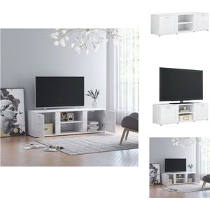 vidaXL Tv-meubel Klassiek - 120 x 34 x 37 cm - Hoogglans wit - Bewerkt hout - Kast