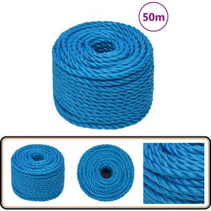 vidaXL Werktouw 12 mm 50 m blauw - Sterk & Duurzaam Werktuigentouw - Touw Blauwe - Polyester Touw - Draad Nylon - Tuig Touw