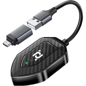 Wireless Carplay Adapter & Geschikt voor Android Auto Wireless Adapter, 2 in 1 USB Mini Car Play Dongle & Android Auto Adaptor, Bluetooth Plug and Play Carplay Box Wired to Wireless Converts