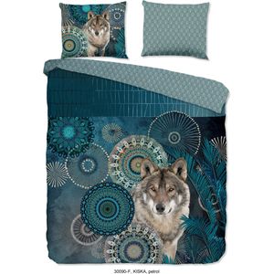 HIP Kiska - Flanel - Dekbedovertrek - Eenpersoons - 140x200/220 cm - Petrol