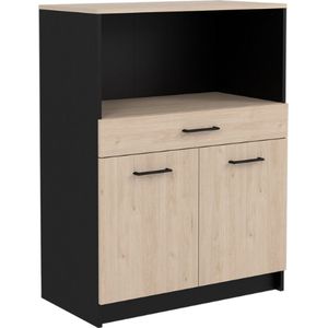 Kast Item 80x43x107cm 2 deuren 1 lade - eik/zwart