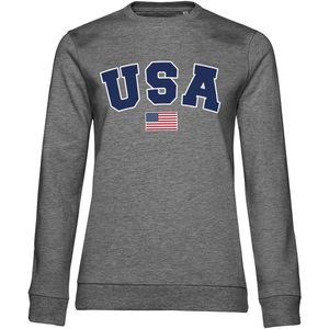 Hybris USA Varsity Girly Sweatshirt Damen Medium-Heather-Grey-S