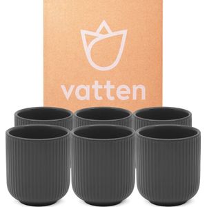 Vatten® - Koffiekopjes - Set van 6 - Donkergrijs - 180ml - Koffiemok