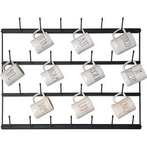 4-etages koffiebekerhouder metaal - vintage wandbekerhouder voor keuken - kopdisplay rek - 855 x 545 cm