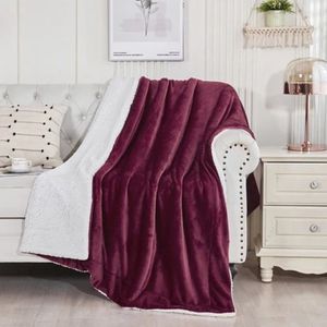 Deken - Bordeaux Rood - Pluche - Wollen - Fleece - 2 Persoons