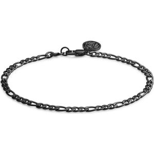 Lucleon - Heren - Roestvrij Staal Schakelarmband - Zwart