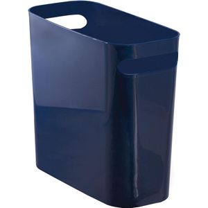 Vuilnisbak met handgrepen - ideaal als afvalemmer of als eenvoudige prullenbak - robuuste kunststof - voor keuken, badkamer en kantoor - modern design en 5,6 l volume - marineblauw