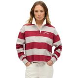 Superdry Ath Essential Stripe Lange Mouw Poloshirt Rood XS Vrouw