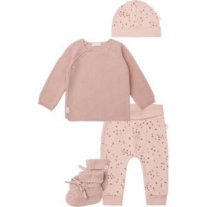 Noppies - kledingset - 4delig - Broek Nicea - Vestje Pino - Mutsje Navar - Gebreide slofjes Nelson - Rose Smoke Roze - Maat 56