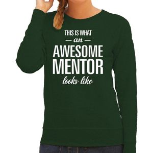 Awesome mentor / lerares cadeau sweater / trui groen met witte letters voor dames - beroepen sweater / moederdag / verjaardag cadeau M