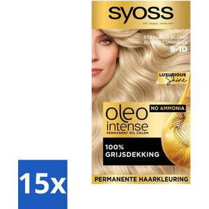 Syoss Oleo Intense 9-10 - Haarverf - Stralend Blond - Zonder Ammoniak - Grijsdekking - Langdurige Kleur - Arganolie