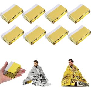 Pakket van 8 reddingsdekens, 210 cm x 160 cm, reddingsdeken, goud zilver, reddingsdeken, nooddeken, nooddeken, EHBO-deken, zilver goud, voor eerste hulp noodgevallen