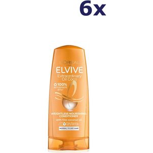 6x L'Oreal Elvive Conditioner 300Ml Extraordinary Coconut Oil