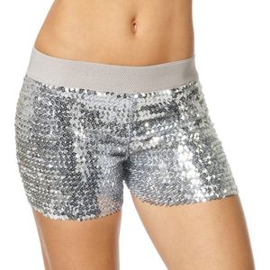 Wilbers & Wilbers - Jaren 80 & 90 Kostuum - Hotpants Pailletten Zilver Vrouw - Zilver - Maat 42 - Carnavalskleding - Verkleedkleding