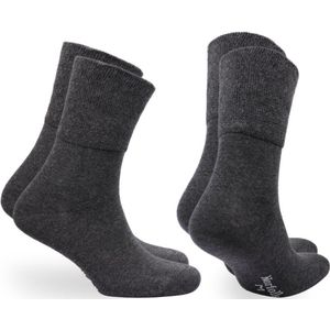 Norfolk - 2 Paar - 91% Bamboe Sokken - Stretch+ Extra Wijde Sokken - Diabetes Sokken - Oedeemvriendelijk - Houtskool - Maat 39-42 - Cambridge