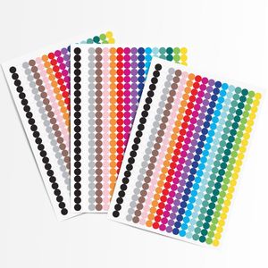 Stippen Stickers Gekleurd - Beste Kwaliteit - Drie A4 Stickervellen - 1104 Gekleurde Stippen Stickers 10mm - Beschrijfbare Stickers - Marketingspunten - Kleurcodering Stickers - Etiketten Rond Gekleurd - Ronde Etiketten - Label Stickers
