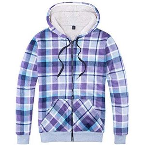 Geruit overhemd met rits en capuchon - Sherpa gevoerd sweaterjack