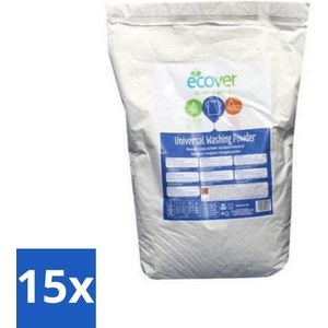 15 x Ecover - Waspoeder Universal - Voor witte & bonte was - 7,5 kg - Ecover Waspoeder Universal - Waspoeder - Plantaardig Waspoeder - Milieuvriendelijk Waspoeder - Zacht Voor Huid